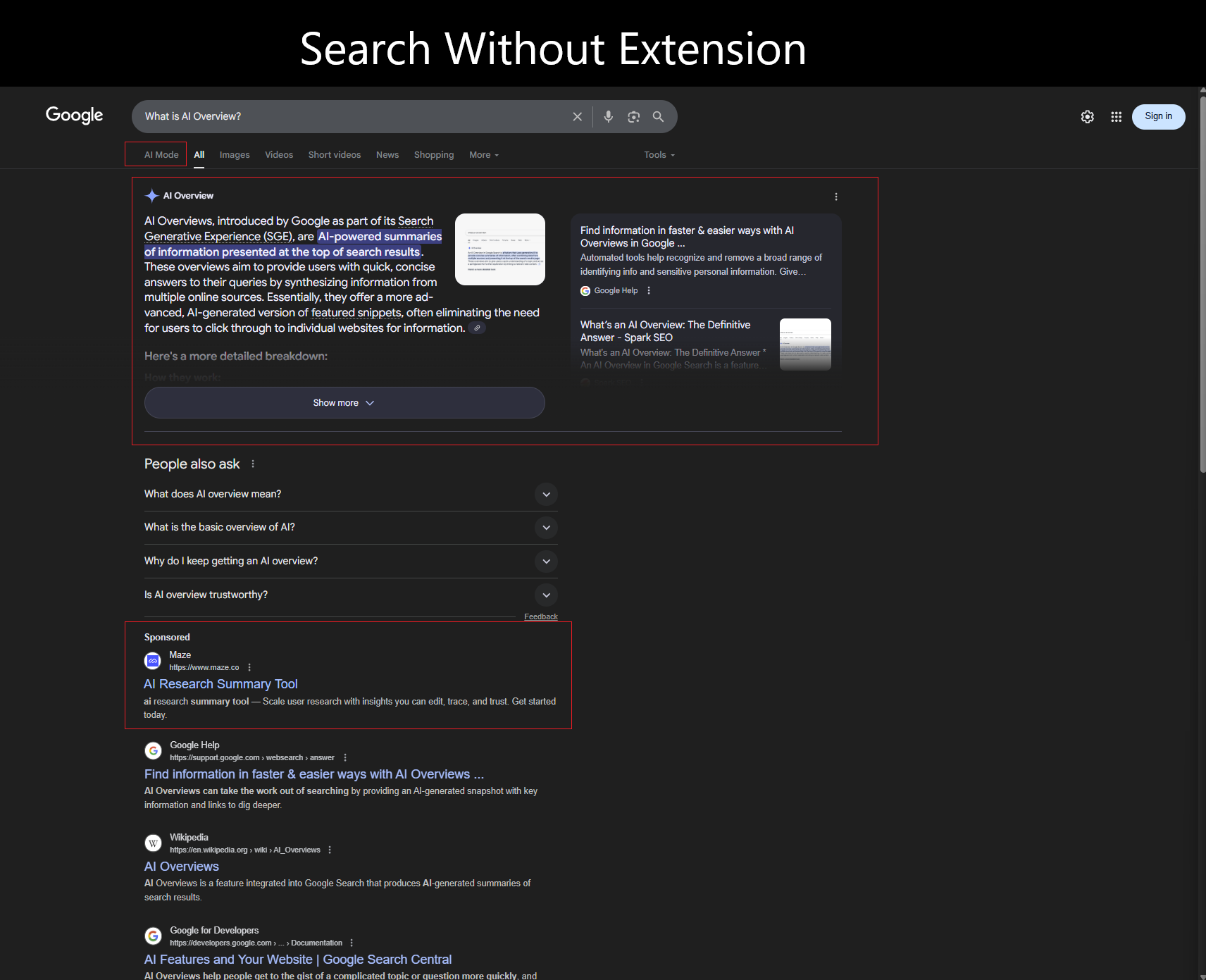 Search Without Extension